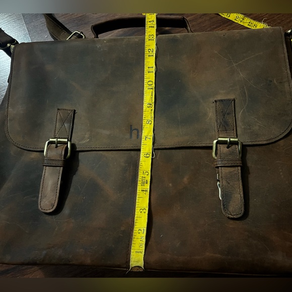 MENS CRAZY HORSE LEATHER SHOULDER MESSENGER LAPTOP BAG - Picture 16 of 16